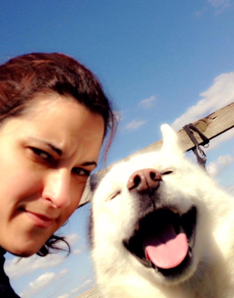 Myself and Nanook, the first rescue dog in the UK that I rehomed (another husky from the cellar) on a selfie