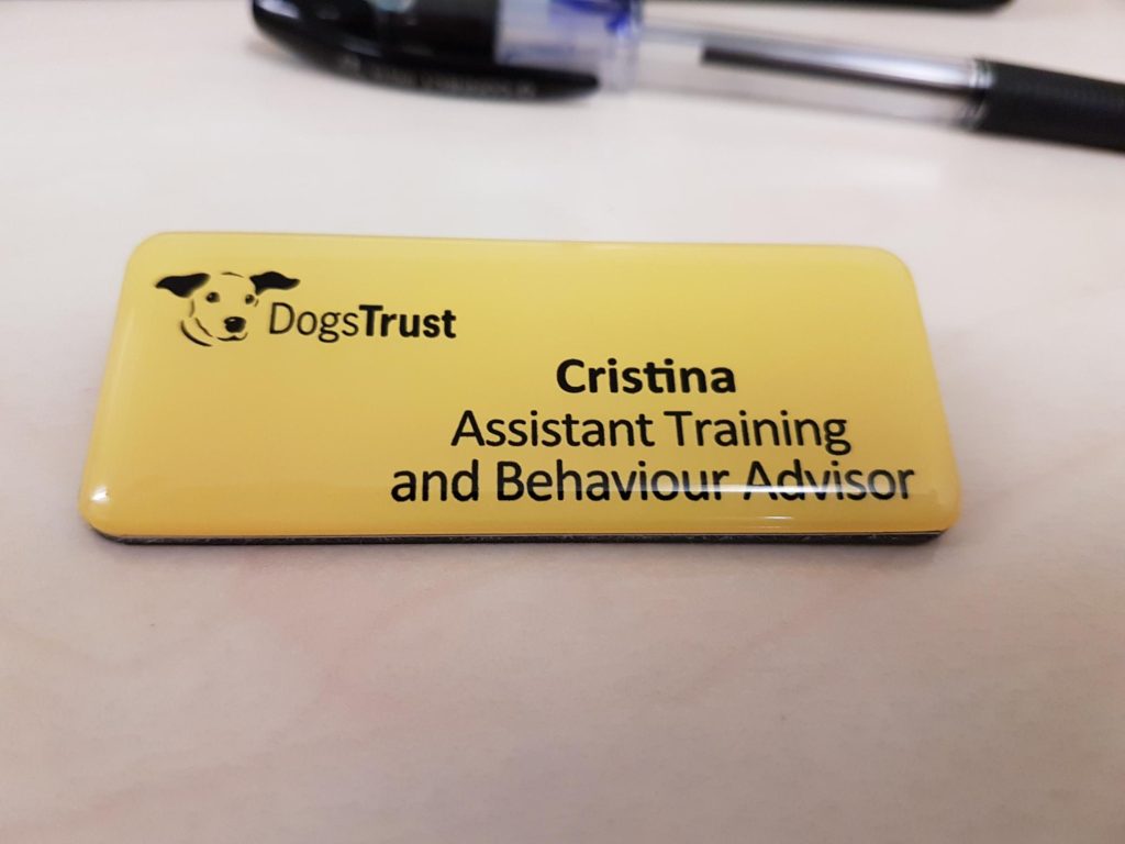 My badge when working at Dogs Trust